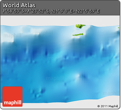 Physical 3D Map of the Area around 7° 41' 23" S, 121° 37' 30" E