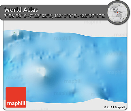 Physical 3D Map of the Area around 7° 41' 23" S, 122° 28' 29" E