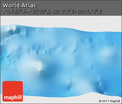 Physical 3D Map of the Area around 7° 41' 23" S, 122° 28' 29" E