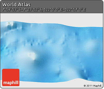 Physical 3D Map of the Area around 7° 41' 23" S, 122° 28' 29" E