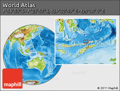Physical Location Map of the Area around 7° 41' 23" S, 125° 1' 30" E