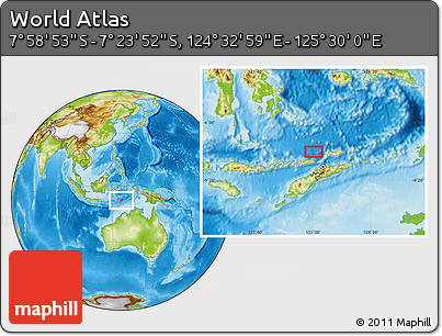 Physical Location Map of the Area around 7° 41' 23" S, 125° 1' 30" E
