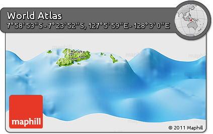 Physical Panoramic Map of the Area around 7° 41' 23" S, 127° 34' 30" E