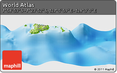 Physical Panoramic Map of the Area around 7° 41' 23" S, 127° 34' 30" E