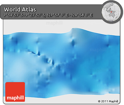 Physical 3D Map of the Area around 7° 41' 23" S, 128° 25' 30" E
