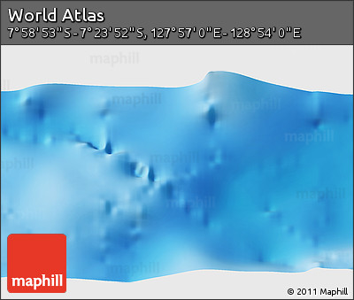 Physical 3D Map of the Area around 7° 41' 23" S, 128° 25' 30" E