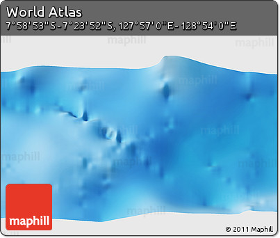 Physical 3D Map of the Area around 7° 41' 23" S, 128° 25' 30" E