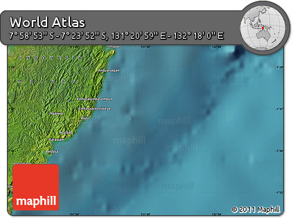 Satellite Map of the Area around 7° 41' 23" S, 131° 49' 29" E