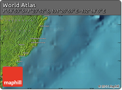 Satellite Map of the Area around 7° 41' 23" S, 131° 49' 29" E