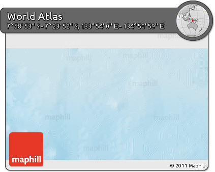Physical 3D Map of the Area around 7° 41' 23" S, 134° 22' 30" E