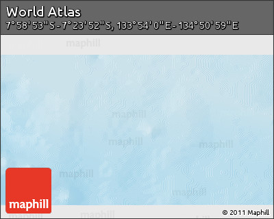 Physical 3D Map of the Area around 7° 41' 23" S, 134° 22' 30" E