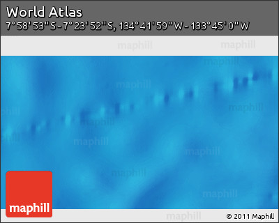 Shaded Relief 3D Map of the Area around 7° 41' 23" S, 134° 13' 29" W