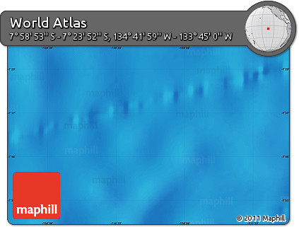 Physical Map of the Area around 7° 41' 23" S, 134° 13' 29" W