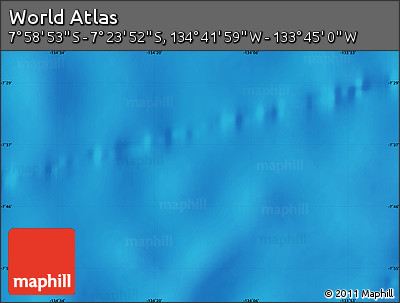 Physical Map of the Area around 7° 41' 23" S, 134° 13' 29" W