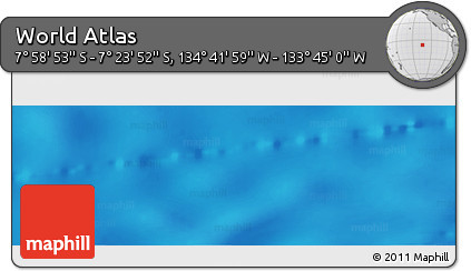 Shaded Relief Panoramic Map of the Area around 7° 41' 23" S, 134° 13' 29" W