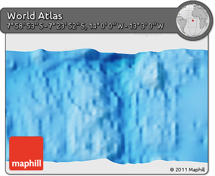 Physical 3D Map of the Area around 7° 41' 23" S, 13° 31' 30" W
