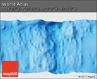 Physical 3D Map of the Area around 7° 41' 23" S, 13° 31' 30" W