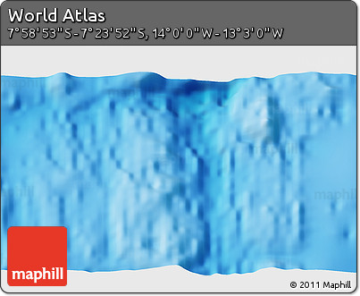 Physical 3D Map of the Area around 7° 41' 23" S, 13° 31' 30" W