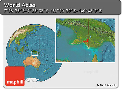Satellite Location Map of the Area around 7° 41' 23" S, 140° 19' 29" E