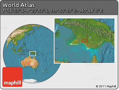 Satellite Location Map of the Area around 7° 41' 23" S, 140° 19' 29" E