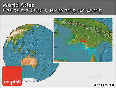 Satellite Location Map of the Area around 7° 41' 23" S, 140° 19' 29" E