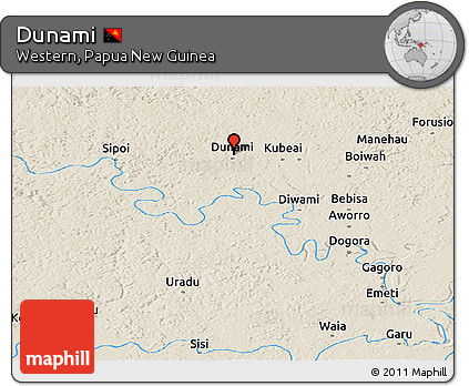 Shaded Relief Panoramic Map of Dunami