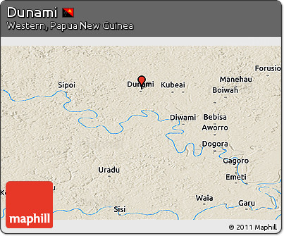 Shaded Relief Panoramic Map of Dunami