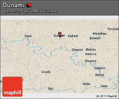 Shaded Relief Panoramic Map of Dunami