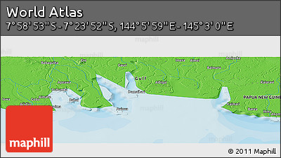 Political Panoramic Map of the Area around 7° 41' 23" S, 144° 34' 29" E