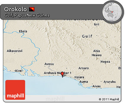 Shaded Relief Panoramic Map of Orokolo