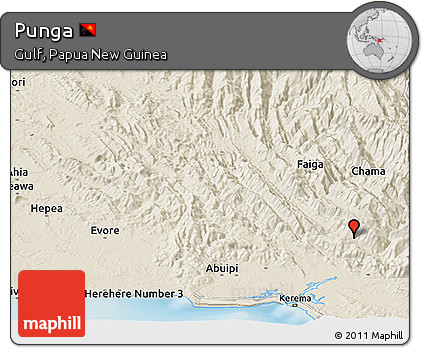 Shaded Relief Panoramic Map of Punga