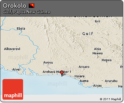 Shaded Relief Panoramic Map of Orokolo