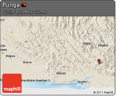 Shaded Relief Panoramic Map of Punga