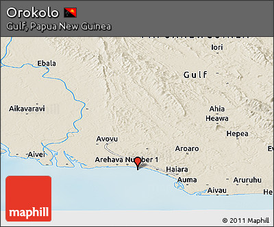 Shaded Relief Panoramic Map of Orokolo