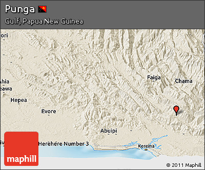 Shaded Relief Panoramic Map of Punga