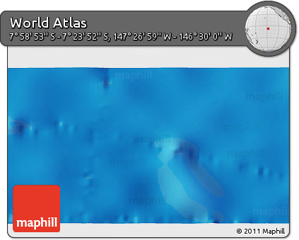Shaded Relief 3D Map of the Area around 7° 41' 23" S, 146° 58' 29" W