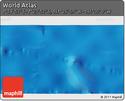 Shaded Relief 3D Map of the Area around 7° 41' 23" S, 146° 58' 29" W