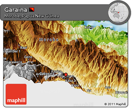 Physical Panoramic Map of Garaina