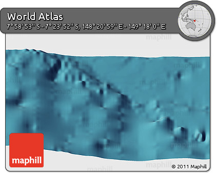 Satellite 3D Map of the Area around 7° 41' 23" S, 148° 49' 29" E