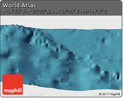 Satellite 3D Map of the Area around 7° 41' 23" S, 148° 49' 29" E