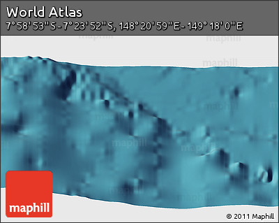 Satellite 3D Map of the Area around 7° 41' 23" S, 148° 49' 29" E