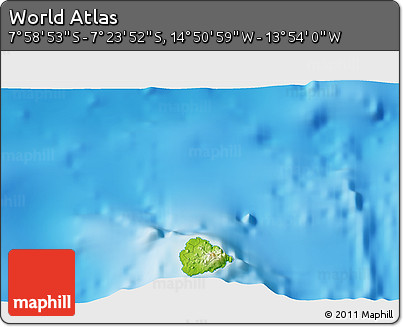 Physical 3D Map of the Area around 7° 41' 23" S, 14° 22' 30" W