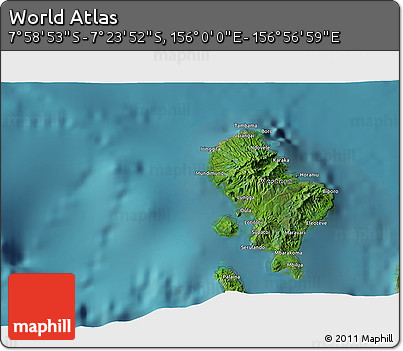 Satellite 3D Map of the Area around 7° 41' 23" S, 156° 28' 29" E