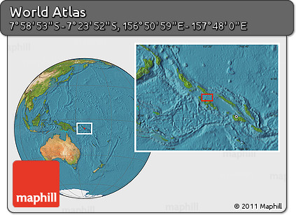 Satellite Location Map of the Area around 7° 41' 23" S, 157° 19' 29" E