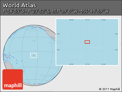 Gray Location Map of the Area around 7° 41' 23" S, 157° 10' 30" W