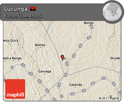 Shaded Relief Map of Lucunga