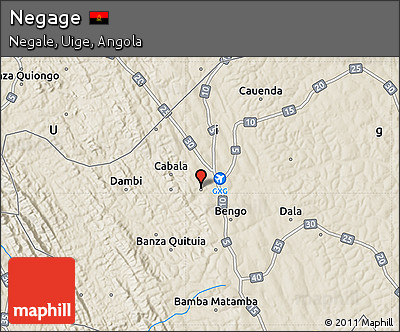 Shaded Relief Map of Negage