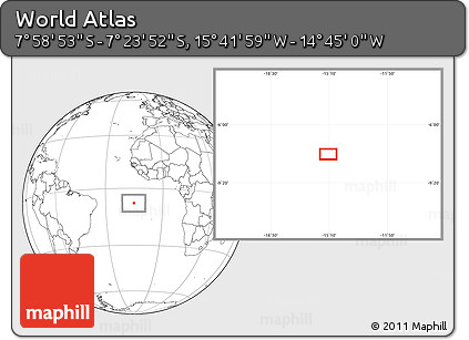Blank Location Map of the Area around 7° 41' 23" S, 15° 13' 29" W
