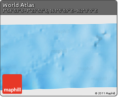 Physical 3D Map of the Area around 7° 41' 23" S, 161° 34' 29" E
