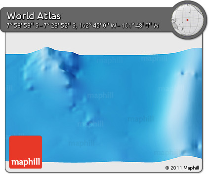 Physical 3D Map of the Area around 7° 41' 23" S, 162° 16' 30" W